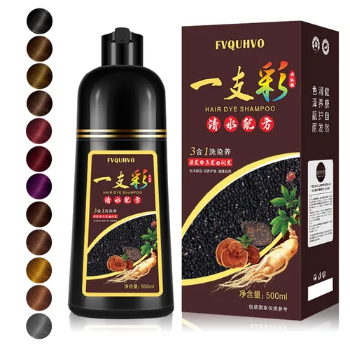 Vista 10 de Champú instantáneo para cabello negro de 16.9 fl oz para hombres y mujeres, champú de tinte para el cabello 3 en 1, cobertura del cabello 100%