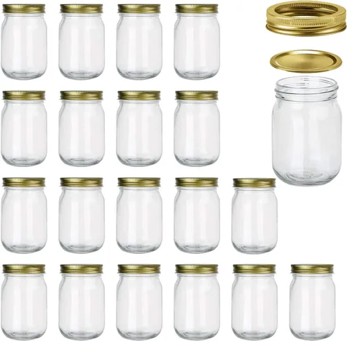 Vista 9 de Tarros de vidrio de 8 onzas con tapas, tarros de masón de boca regular para almacenamiento, tarros de conservas para caviar, hierbas, gelatina