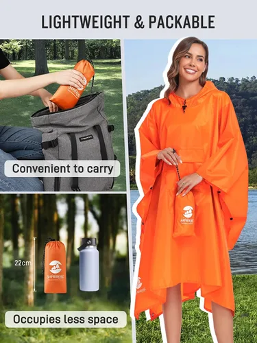 Vista 5 de Impermeable con capucha estilo poncho, para hombres y mujeres