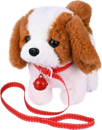 Vista 12 de WorWoder Cachorro de peluche de Alaska, perro electrónico interactivo para mascotas, caminar, ladrar, mover la cola, estirar, animal de compañía