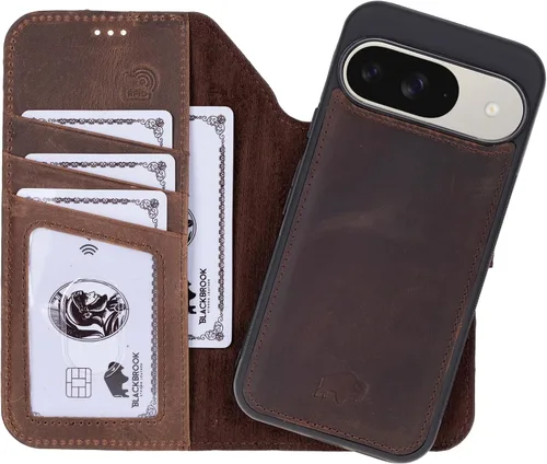 Vista 21 de BLACKBROOK Juego de funda y cartera magnética desmontable 2 en 1 para iPhone 13 Pro Max, cartera desmontable de cuero de grano completo Carter