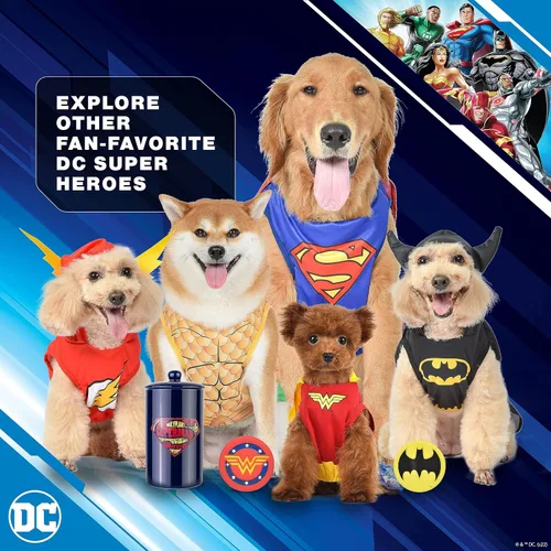 Vista 6 de DC Comics Disfraz de Batman para perro, talla XS El mejor disfraz de DC Comics de Batman para perros pequeños Disfraces divertidos para perros