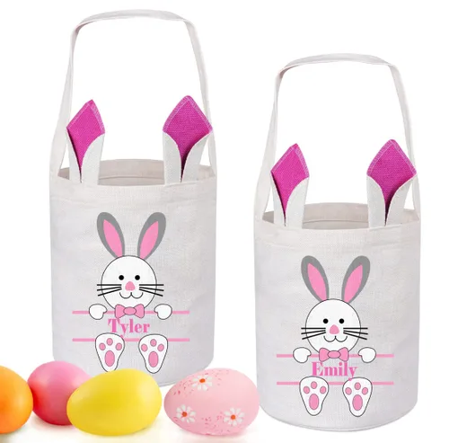 Vista 12 de Paquete de 2 cestas de Pascua personalizadas para niños y niñas, regalos de Pascua personalizados de Touber, cesta de Pascua para conejito