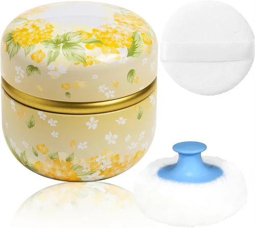 Vista 6 de Estuche de Polvo Corporal WEMEGA con Aplicador de Polvo, Contenedor de Polvo, Caja de Té para Polvo Corporal y Facial para Bebés y Mujeres, Estuche