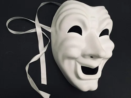 Vista 2 de MASQ Máscara de comedia y tragedia en blanco, unisex, para adultos, para Halloween, o decoración