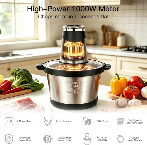 Vista 3 de MEGAWISE Picadora de carne eléctrica de la picadora de alimentos 500W