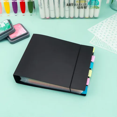 Vista 7 de Cookie Stencil Storage Binder for Storage 6x6inch Stencils,Die Cuts,DIY Scrapbooking,Clear Stamp,Storage Folder Organizer Include 1 Black Cover,50