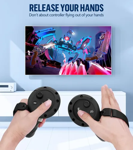 Vista 4 de YRXVW Controller Grips for OculusMeta Quest 3 Accessories, with Battery Opening Door Easily Replace Battery and Adjustable Knuckle Strap, Silicone