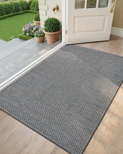 Vista 35 de Color&Geometry - Tapete para puerta delantera de 26 x 47 pulgadas, atrapador de suciedad con parte trasera de goma ultra antideslizante, perfil Caqui