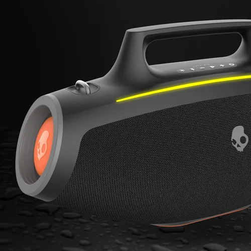 Vista 3 de Skullcandy Barrel - Altavoz Bluetooth Boombox – Altavoz portátil inalámbrico resistente al agua, con modo de espectáculo de luz LED, batería de 12
