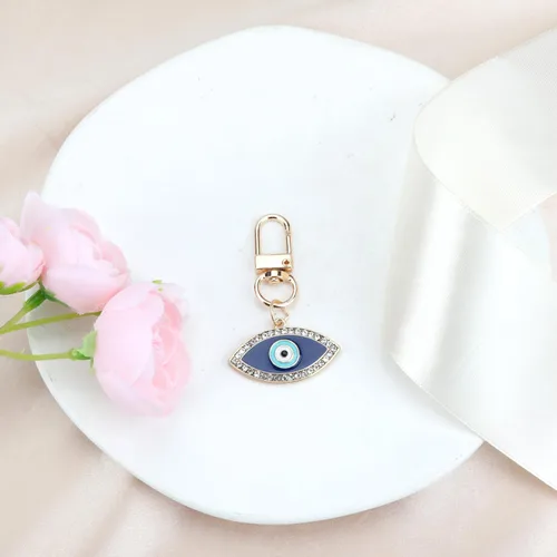 Vista 3 de Evil Eye Keychain,Evil Eye Bag Charm for Protection & Good Luck,Christmas Halloween Birthday Gift for Women Men Oro