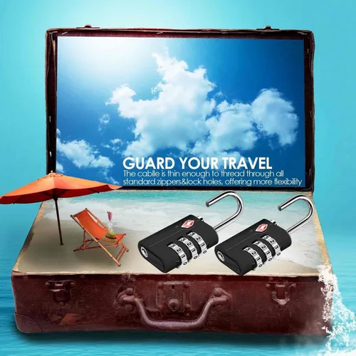 Vista 6 de Paquete de 2 cerraduras de equipaje de viaje aprobadas por la TSA, cerradura de combinación de maleta, candados con cremallera de 3 dígitos sin