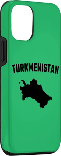 Vista 3 de iPhone 15 Isolated black silhouette of a map of Turkmenistan Case