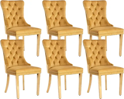 Vista 52 de Juego de 2 sillas de comedor de terciopelo beige, sillas de comedor tapizadas beige01