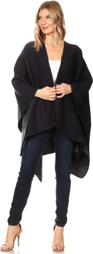 Vista 7 de Sakkas Mari - Manta reversible para mujer, diseño de poncho grande