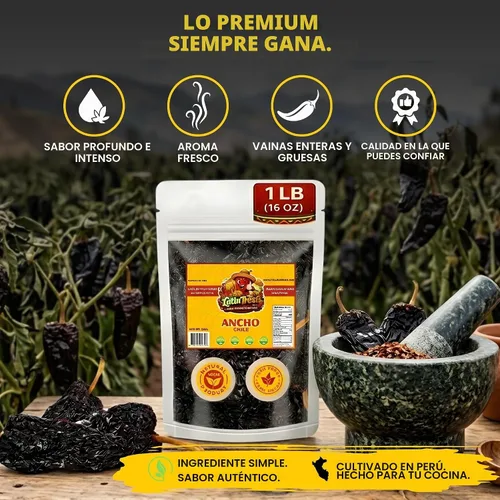 Vista 9 de Latin Treats - Chiles anchos de 16 onzas (1 libra) – Pimientos anchos secos enteros de Perú, cápsulas de chile poblano seco para tacos Birria