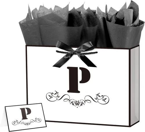 Vista 12 de ysmile Bolsa de regalo de letras con papel de envoltura para hombres, mujeres, niños y niñas, bolsa de papel grande de 16 pulgadas, color blanco