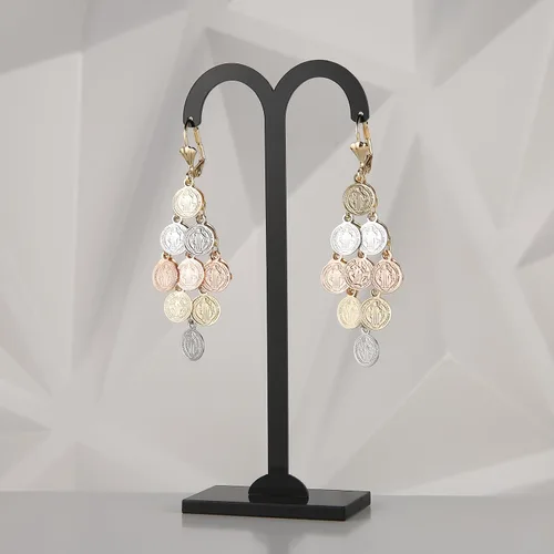 Vista 3 de HZMAN Aretes colgantes chapados en oro de 14 quilates para mujeres y niñas, retro, religiosos, delicados, con borlas multicapa, regalo de joyería