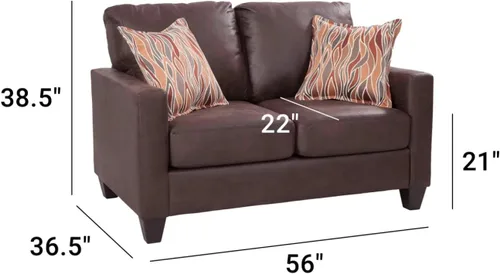 Vista 2 de American Furniture Classics Sofá de dos plazas con brazos cuadrados, marrón