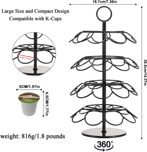 Vista 4 de Organizador de carrusel de cápsulas de café compatible con 36 cápsulas de taza