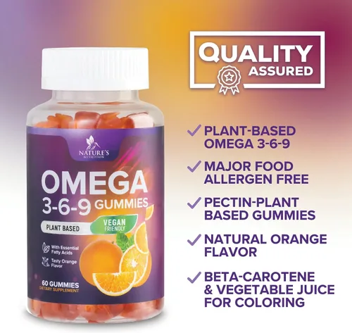 Vista 6 de Gomitas Omega 3 6 9 – Suplemento vegano Omega 3 Gomitas – Aceite de ácidos grasos esenciales 369 Complejo de apoyo cardíaco y apoyo cerebral