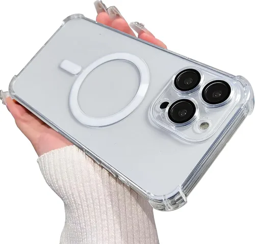 Vista 31 de Funda magnética transparente para iPhone 11, funda de lujo con cuatro esquinas brillantes, protección a prueba de golpes de grado militar
