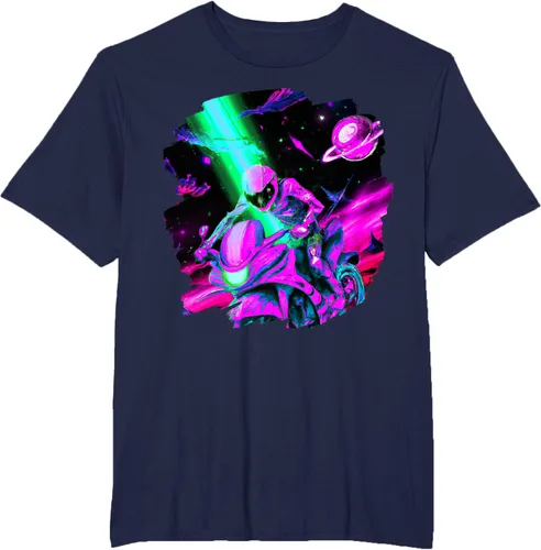 Vista 15 de Camiseta de motociclista espacial para motociclista astronauta, Negro, S