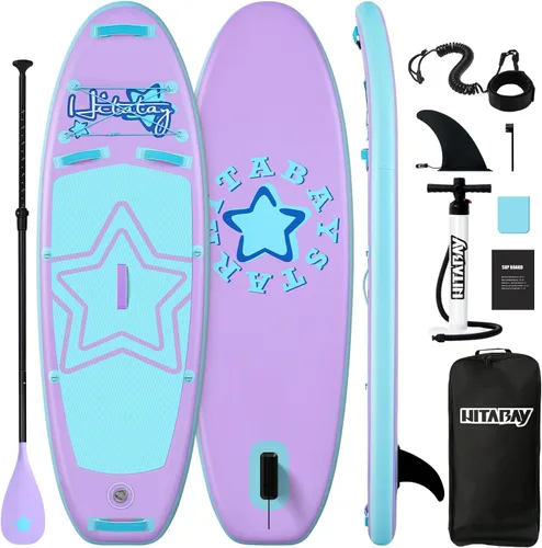 Vista 11 de Tabla de remo para niños con accesorios de SUP, tabla de remo para niños duradera, ligera y estable, cubierta antideslizante ancha, tablas de remo