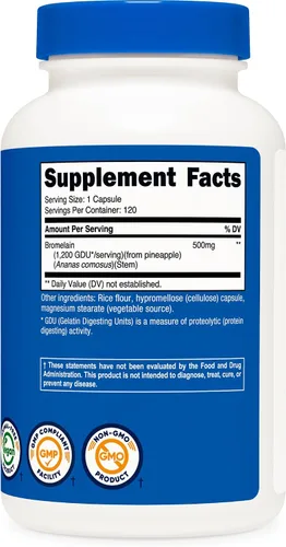 Vista 4 de Nutricost Bromelina (500 mg) 120 Cápsulas Vegetarianas, Sin Gluten