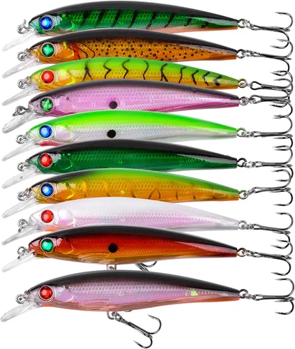 Vista 7 de Señuelos de pesca duros Crankbait Minnow Suspender Jerkbait Rattle Swimbait 5.1 in - 10 piezas