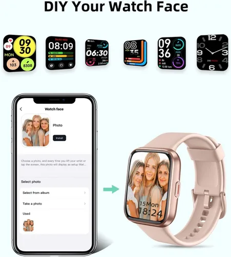 Vista 7 de RERE ASW2 - Reloj inteligente (respuesta/hacer llamada), Alexa integrado, rastreador de fitness de 1.69 pulgadas con 60 modos deportivos, frecuencia