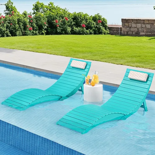 Vista 8 de Juego de 2 sillas plegables para piscina, premontadas de 8 pulgadas Blanco