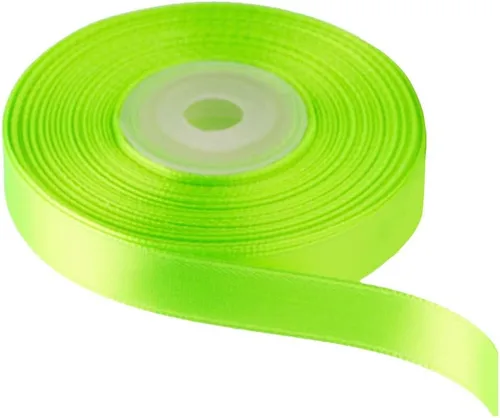Vista 2 de Cinta de satén verde manzana de doble cara de color sólido de 1/2 pulgada x 25 yardas, cintas perfectas para manualidades, decoración de bodas