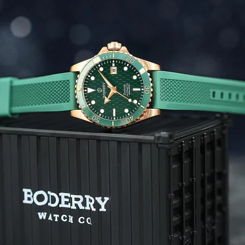 Vista 6 de BODERRY Relojes de buceo automáticos japoneses originales para hombre, caja de bronce con cristal de zafiro, reloj de pulsera mecánico impermeable