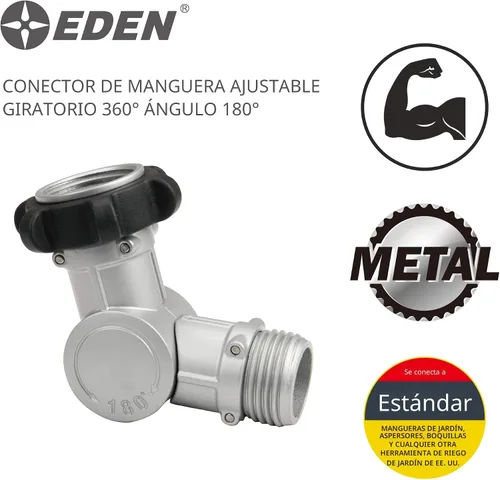Vista 3 de Eden 20051 Conector giratorio metálico ajustable de 180° y 360°
