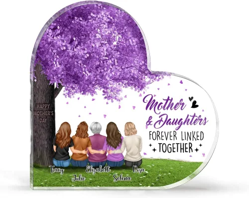Vista 8 de GOSSBY Placa personalizada transparente (madre y 2 hijas) No siempre a la vista, pero siempre de corazón a corazón, placa personalizada con texto