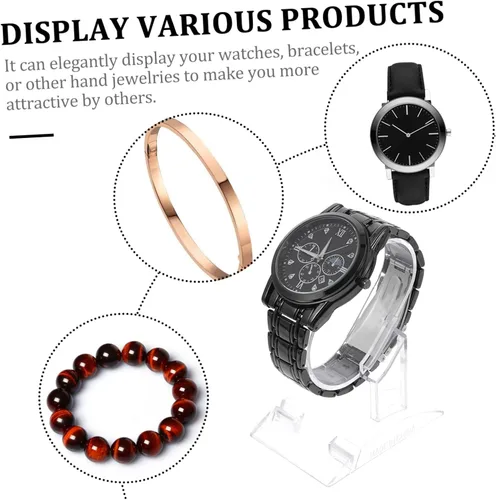 Vista 8 de Cabilock Soporte de plástico transparente para reloj, 2 piezas, vitrina de joyas de plástico, vitrina de reloj, relojes para hombre, soporte