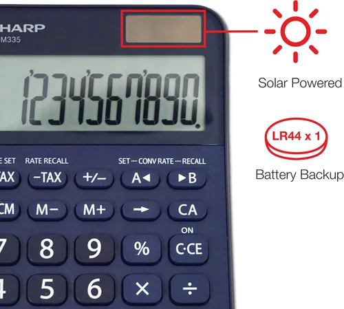 Vista 5 de Sharp EL-M335 Calculadora de escritorio extragrande de 10 dígitos con funciones de conversión de moneda, teclas de impuestos, porcentaje