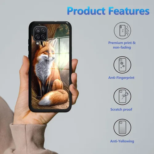 Vista 2 de Funda para Samsung Galaxy A12 5G con protector de pantalla, parte trasera de vidrio templado + TPU de silicona suave que absorbe los golpes