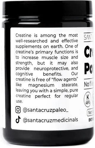 Vista 9 de Santa Cruz Paleo, Polvo de Monohidrato de Creatina Micronizado, Suplemento Sin Sabor para Pre Entrenamiento y Apoyo Muscular, Libre de Gluten Keto