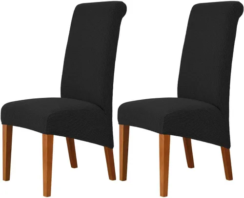 Vista 26 de Deisy Dee Fundas Elásticas XL/Extragrandes de Spandex Suave Extra Grande para Sillas de Comedor de Cocina, Protectores de Sillas Desmontables y Negro