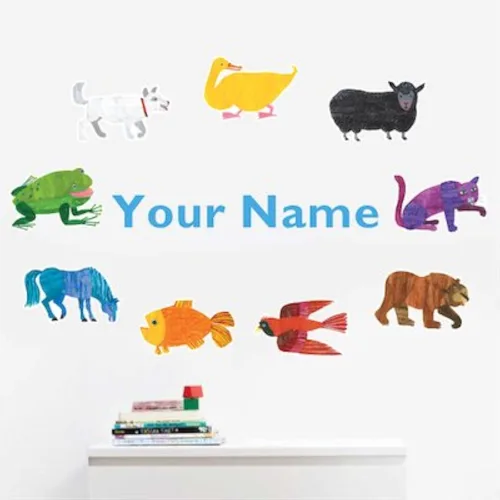 Vista 3 de Oliver's Labels Calcomanía de pared personalizada de alta calidad para decoración de habitación de niños, despegar y pegar, extraíble