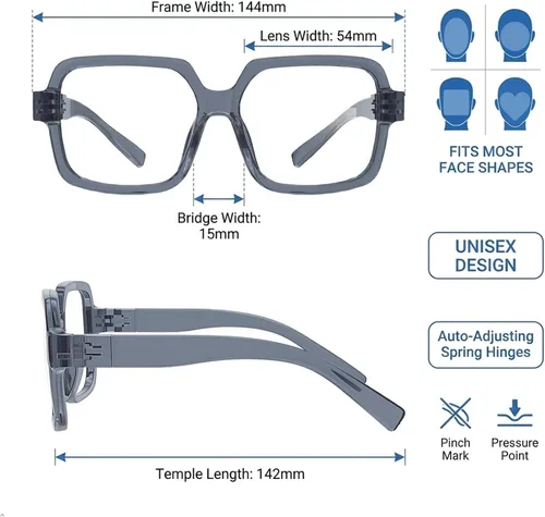 Vista 2 de Eyekepper Blue Light Glasses Men Women, Square Eyeglasses