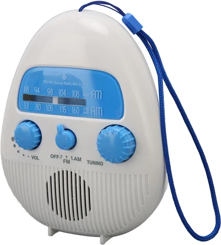 Vista 5 de Radio de bolsillo portátil AM FM, radio de ducha impermeable, radio AM FM, radio de baño, altavoz integrado, radio de ducha a