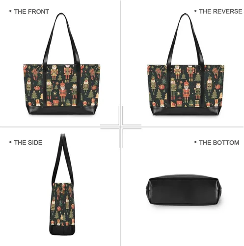 Vista 3 de Feliz Navidad Negro Cascanueces Soldados bolso moderno para portátil con cremallera 14 pulgadas bolso de mano para profesor con gimnasio maletin