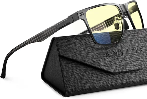 Vista 17 de ANYLUV Blue Light Glasses Men, Carbon Fiber Working Blue Light Blocking Glasses Relieve Eyestrain for Men Women