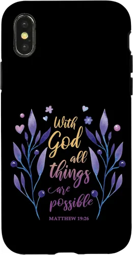 Vista 5 de with God All Things are Possible Matthew 19:26 Christian Case for iPhone 16