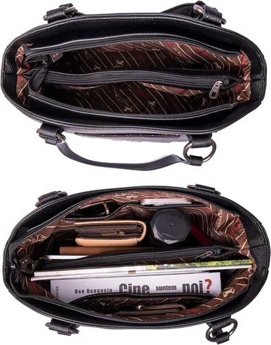 Vista 6 de Montana West Western Tooling Tote Bag with Wallet Set for Women Vintage Studded Top Handle Shoulder Handbag
