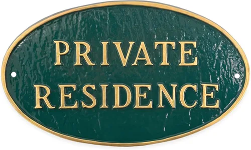 Vista 17 de Montague Metal Products Letrero de residencia privada – Placa de metal ovalada blanca y negra con estaca para césped, 8.5 x 13 pulgadas, letrero