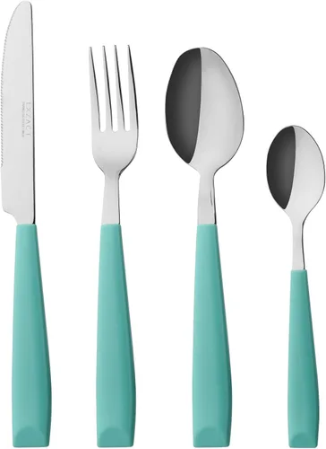 Vista 11 de EXZACT 16 pcs Flatware Set Stainless Steel Wide Handles Serves 4 Black